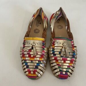 Multicolor Woven Leather Huarache Sandals